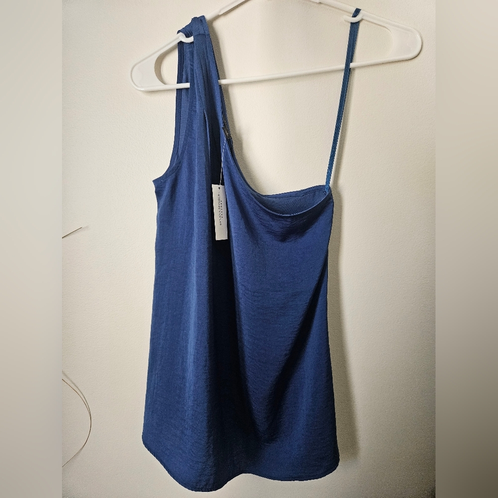 Brand New Banana Republic Blue Satin asymmetrical Tank Top – Size XS